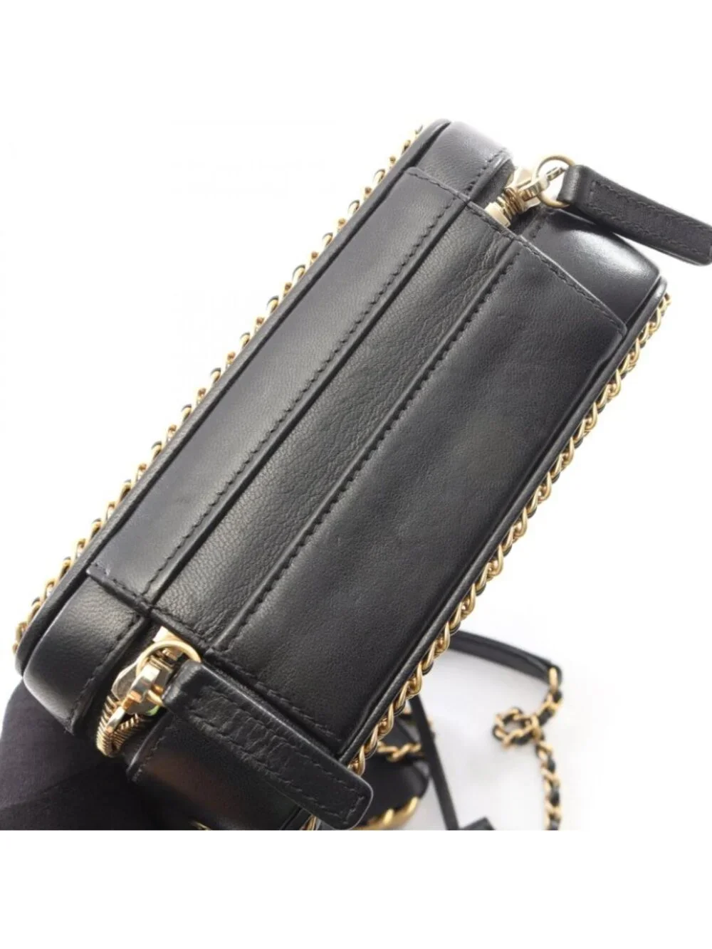 Chanel Shoulder Bag CC Filigree Small Vanity 2-Way Black Lambskin CC Quilted